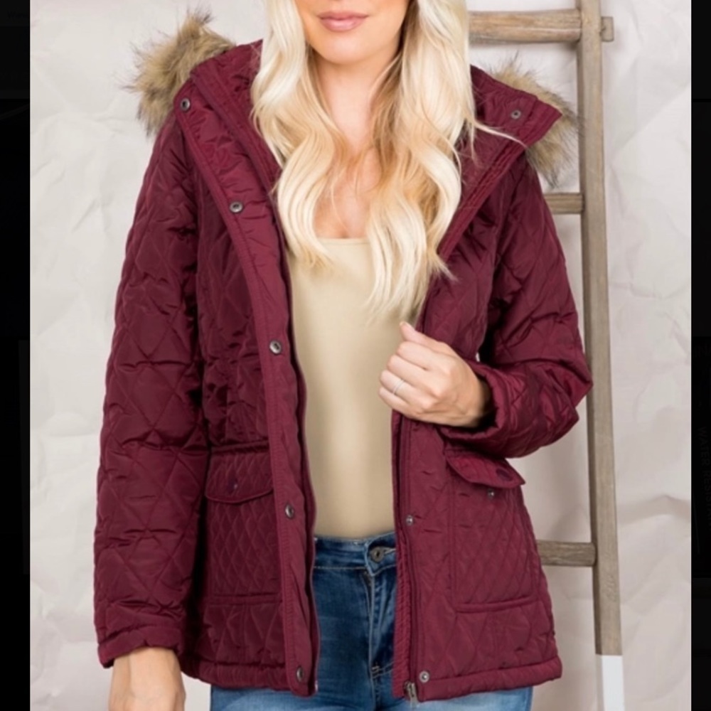 Burgundy Hooded Jacket​
